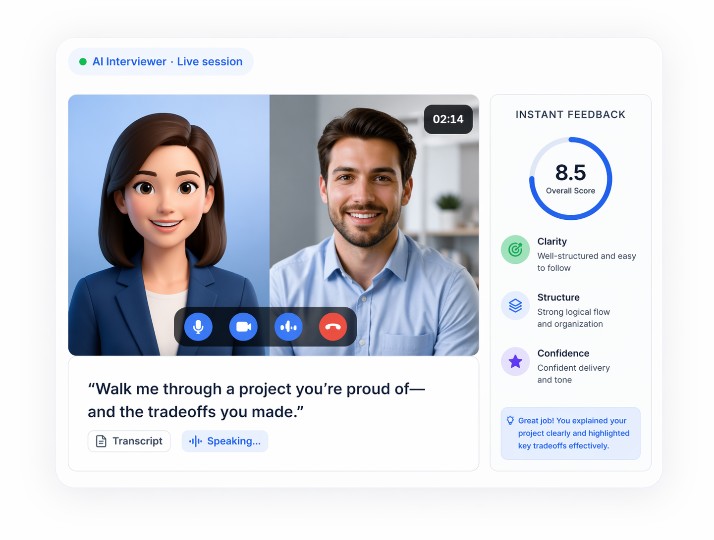 AI interview mock session preview